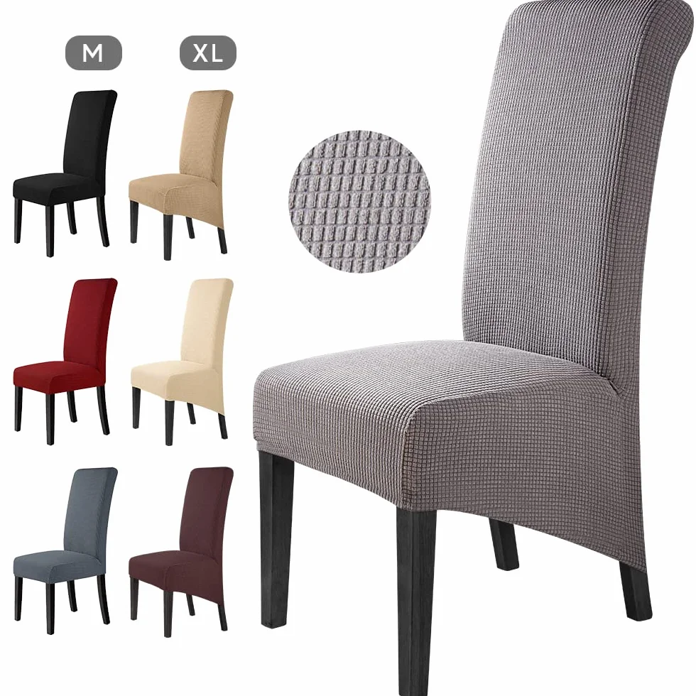 Stuhlhussen 4 Stück Elegante Stuhlbezüge Stretch Stuhlbezug Elastische Spandex XL Stuhlhussen Universal Stretchhusse Abnehmbare Waschbar Stuhlbezug für Hotel ,große Esszimmerstühle(4 Stück,Grau)-XL