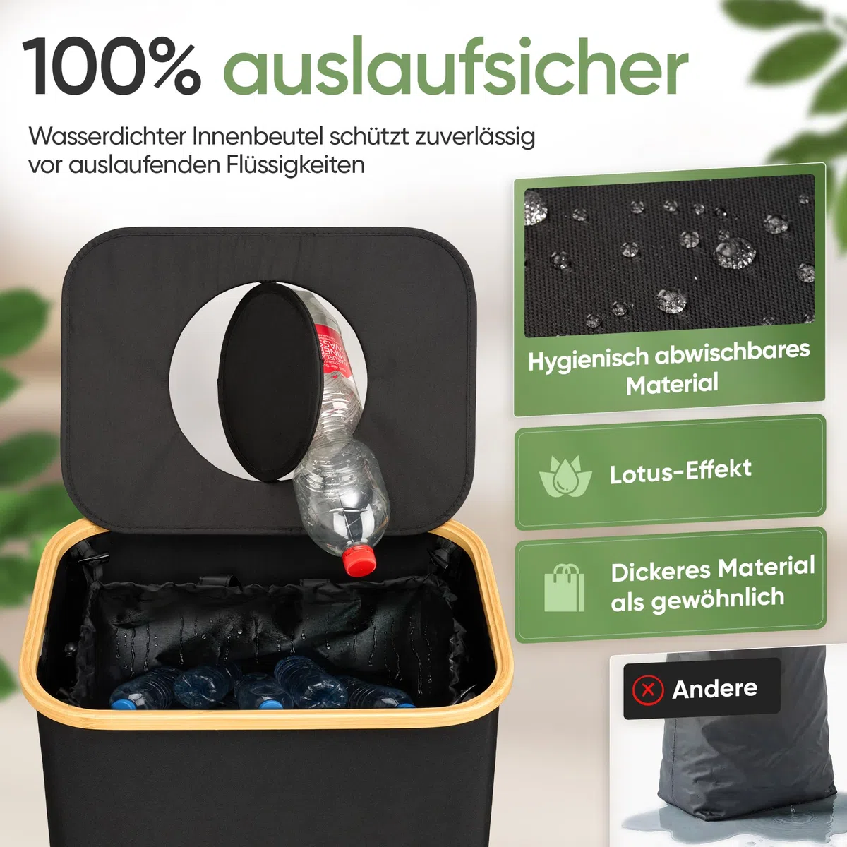 Pfandflaschen Sammelbehälter Wasserdicht Geruchsdicht Faltbar Mit Deckel Flaschensammler Für Küche, Haushalt Balkon Tragebeutel, 110L