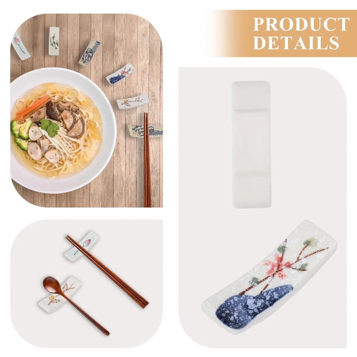 GLOBLELAND 10 Stück Keramik Stäbchen Halter Rechteckiger Japanischer Essstäbchen Halterung Lotus Wellen Niedliche Essstäbchen-Ablage Für Essstäbchen Dinner Party Restaurant