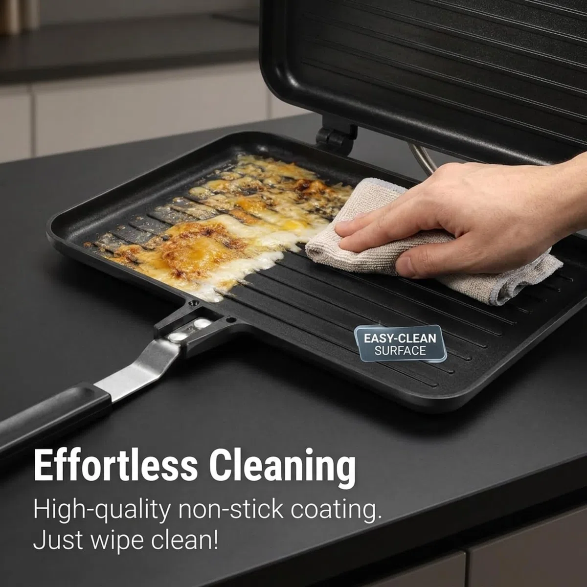 Doppelseitige Sandwich Maker Bratpfanne, Sandwichmaker Camping Doppelseitige Bratpfanne, Antihaft Aluminium Schwarz, Toastpfanne für Gasherd Camping und Frühstück
