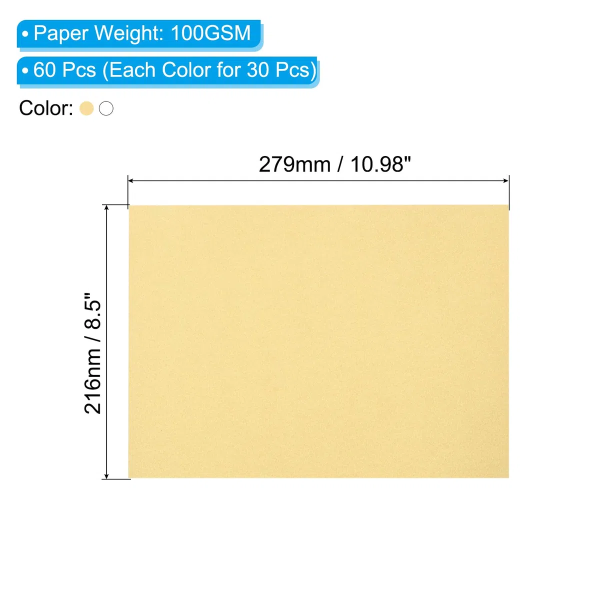 PATIKIL 60 Blätter Pergamentpapier 8.5x11" Druckbares Transparentes Papier 100GSM Farbig Für Einladungen Laser Tintenstrahldruck Kartenbasteln Handwerk Hochzeit Pausieren Beige Gold/Weiß