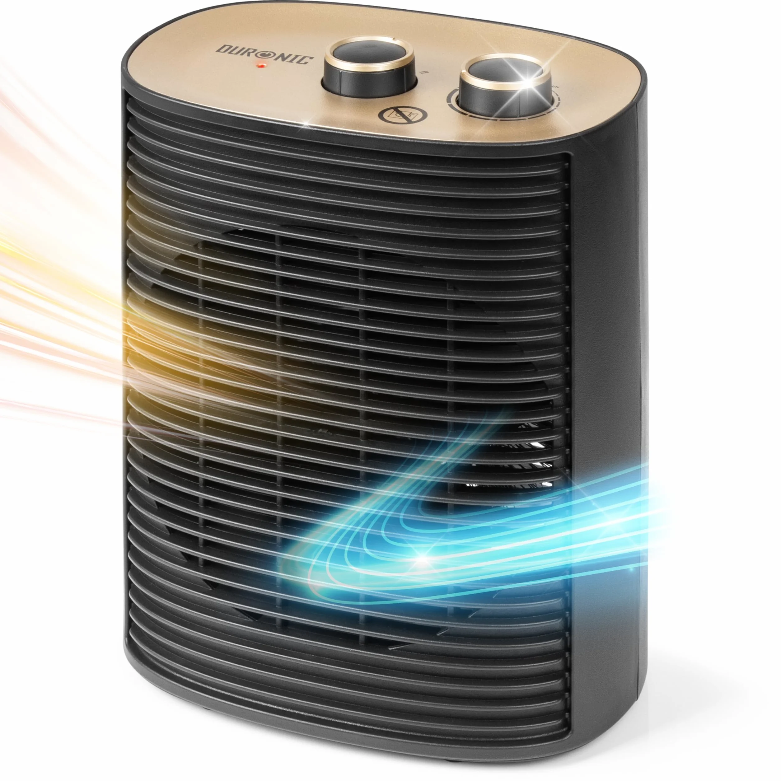 Duronic Heizlüfter, 2000 Watt Elektroheizung für Steckdose, kleine Mini Heizung als Fußwärmer, Elektroheizkörper mit 2 Stufen, Kaltfunktion (HV32 BK)