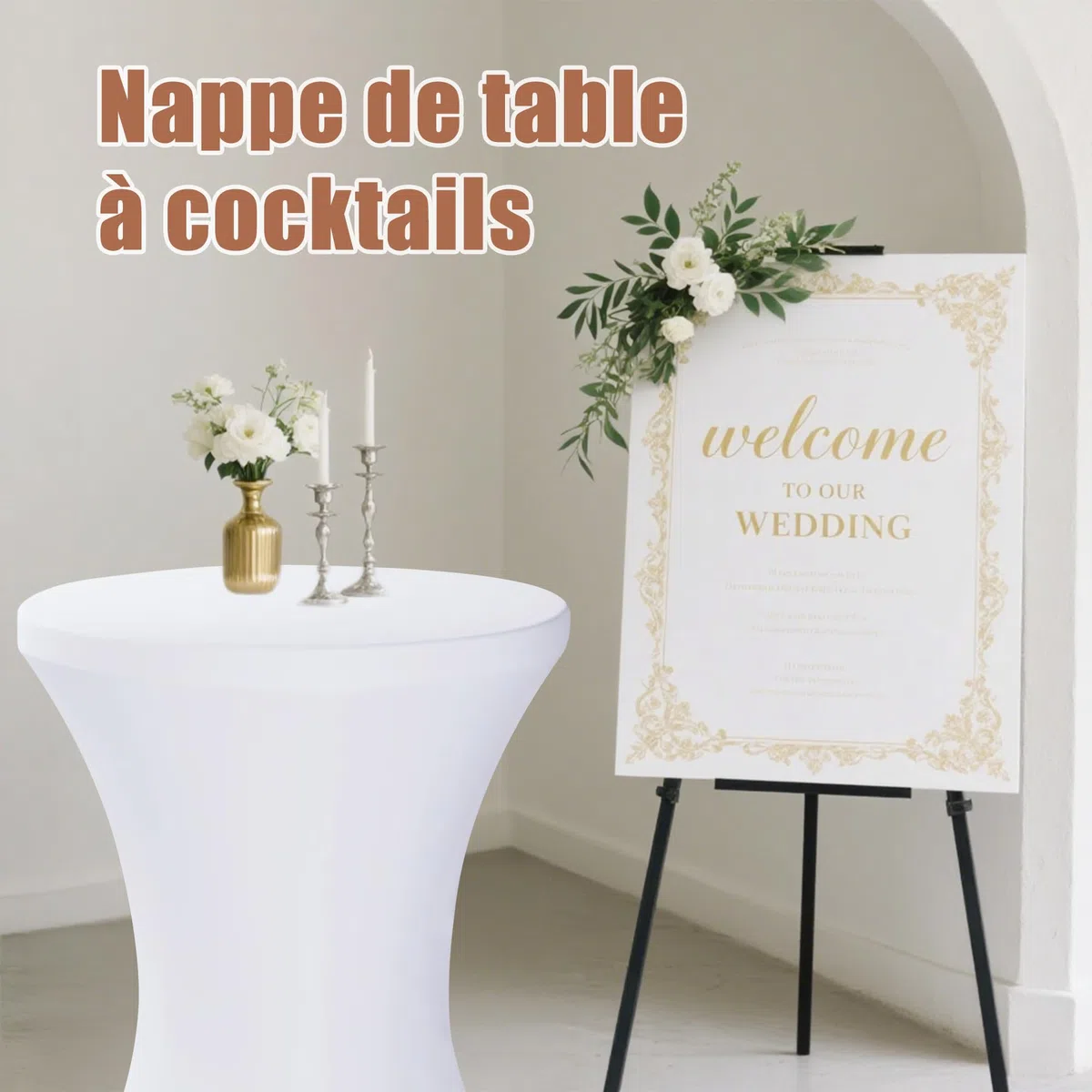 Dehnbare, elastische Tischdecken Größen - Modernes, minimalistisches Design Perfekt für Bars, runde Tische, Hochzeiten, Partys - Elegantes Ambiente (1, Weiß, 70 * 75cm)