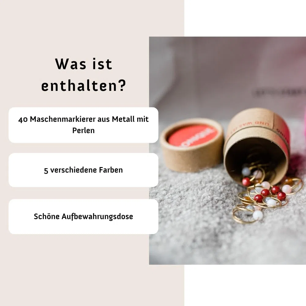 Hochwertiges Maschenmarkierer Set - 40 Metall Ringe in 5 Farben | Praktisches Strick- und Häkelzubehör, Maschenmarkierer Metall