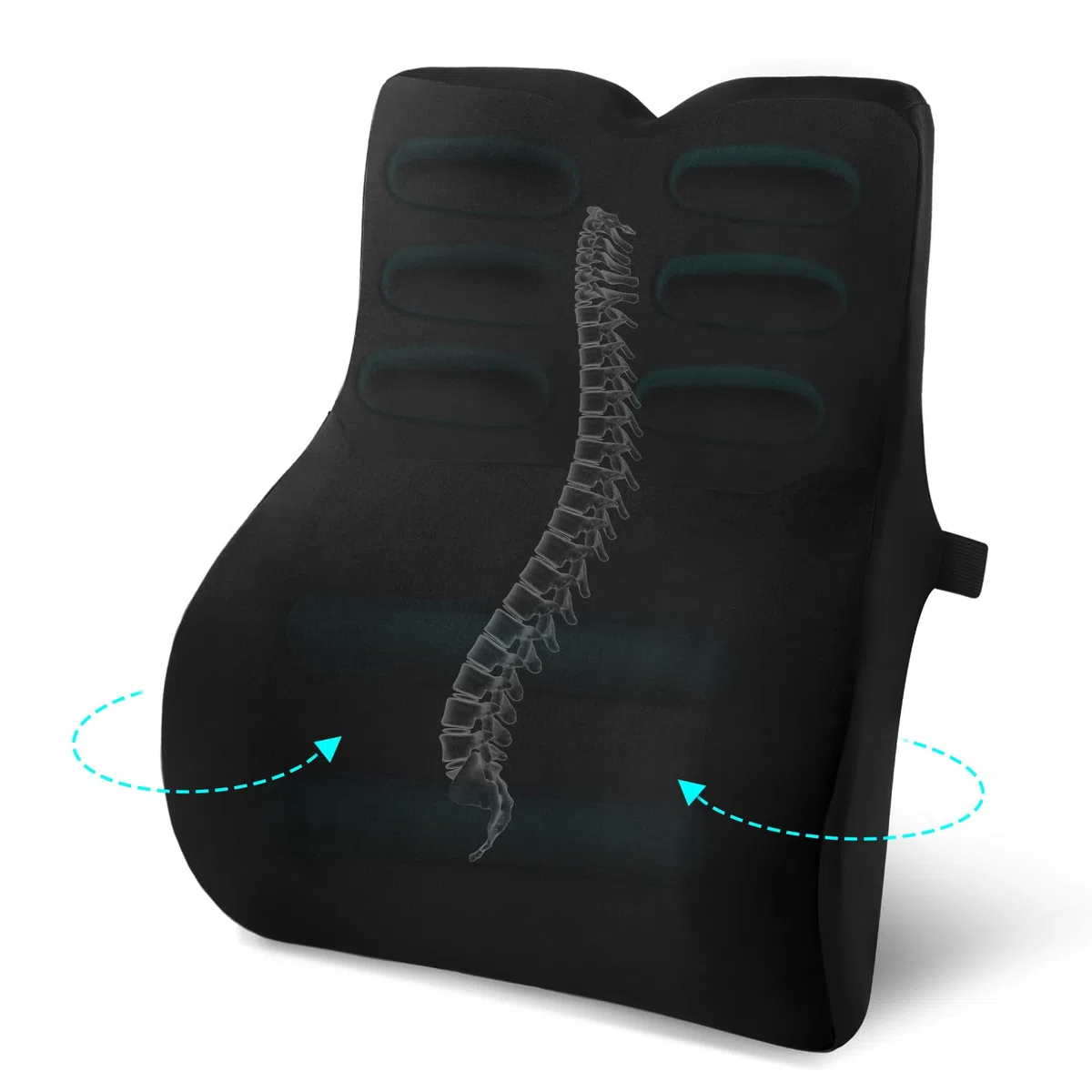 Lendenwirbelkissen Ergonomisch, Rückenkissen für Auto, Büro und Zuhause, Lendenkissen mit Memory Foam und Atmungsaktiver Hülle, Lordosenstütze zur Schmerzlinderung, Schwarz