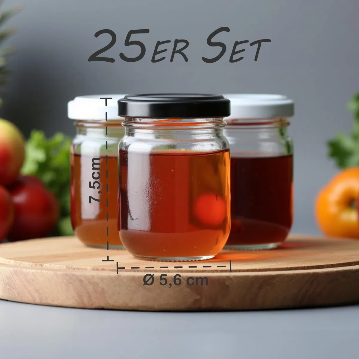 gouveo 25er Set Einmachgläser 125 ml (0,125 l) Einmachglas Helix (Sturzglas) Twist-Off Schraubdeckel TO 53 silberfarben – kleine Marmeladen-, Vorrats- & Gewürzgläser (HEG125SBS)