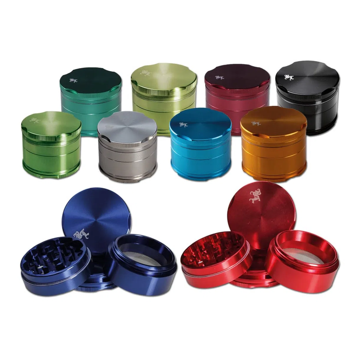 Black Leaf Grinder 4-teilig Ø 38 mm | hochwertiger Aluminium Crusher mit Pollenkammer | Premium Grinder New Edge Dunkelgrün | inkl. Schaber