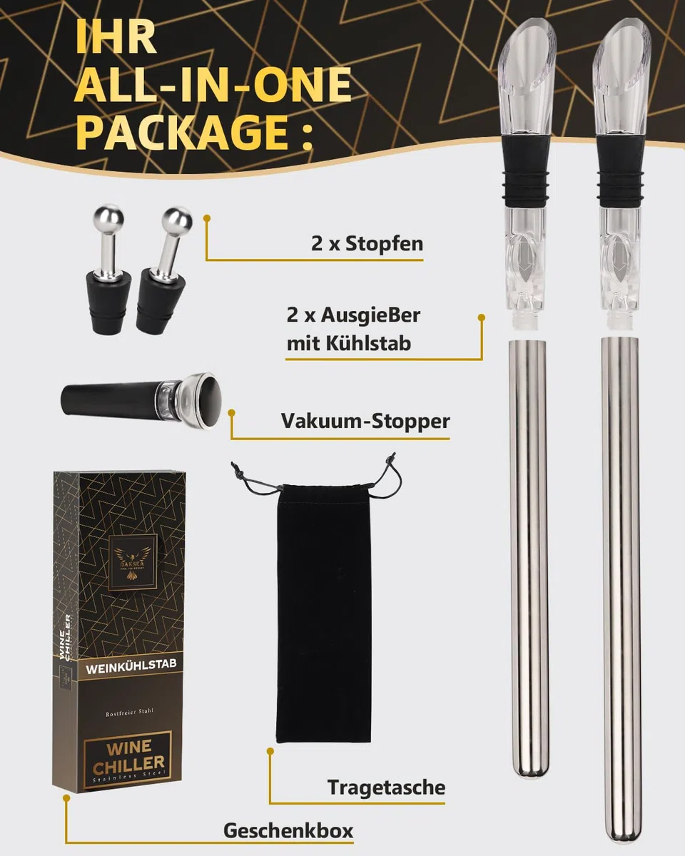 OAKSEA 7-in-1 Weinkühlstab Weihnachtsgeschenke, Weinkühler Geschenke für Männer Frauen Weihnachten, Ideales Adventskalender Geschenk für Weinliebhaber, Flaschenkühler Wein-Zubehör Wichtelgeschenke