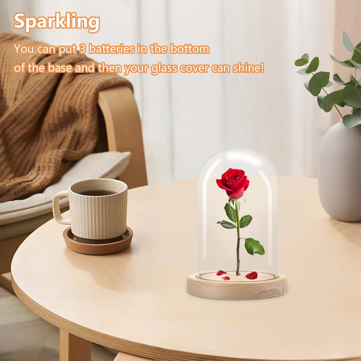 AKOLAFE Glasglocke mit Holzboden 16cm Hoch Glaskuppel Deko 10cm Durchmesser Glashaube Glasglocke Transparent Glasglock Deko für Puppen, Kerzen, Sammlerstücke