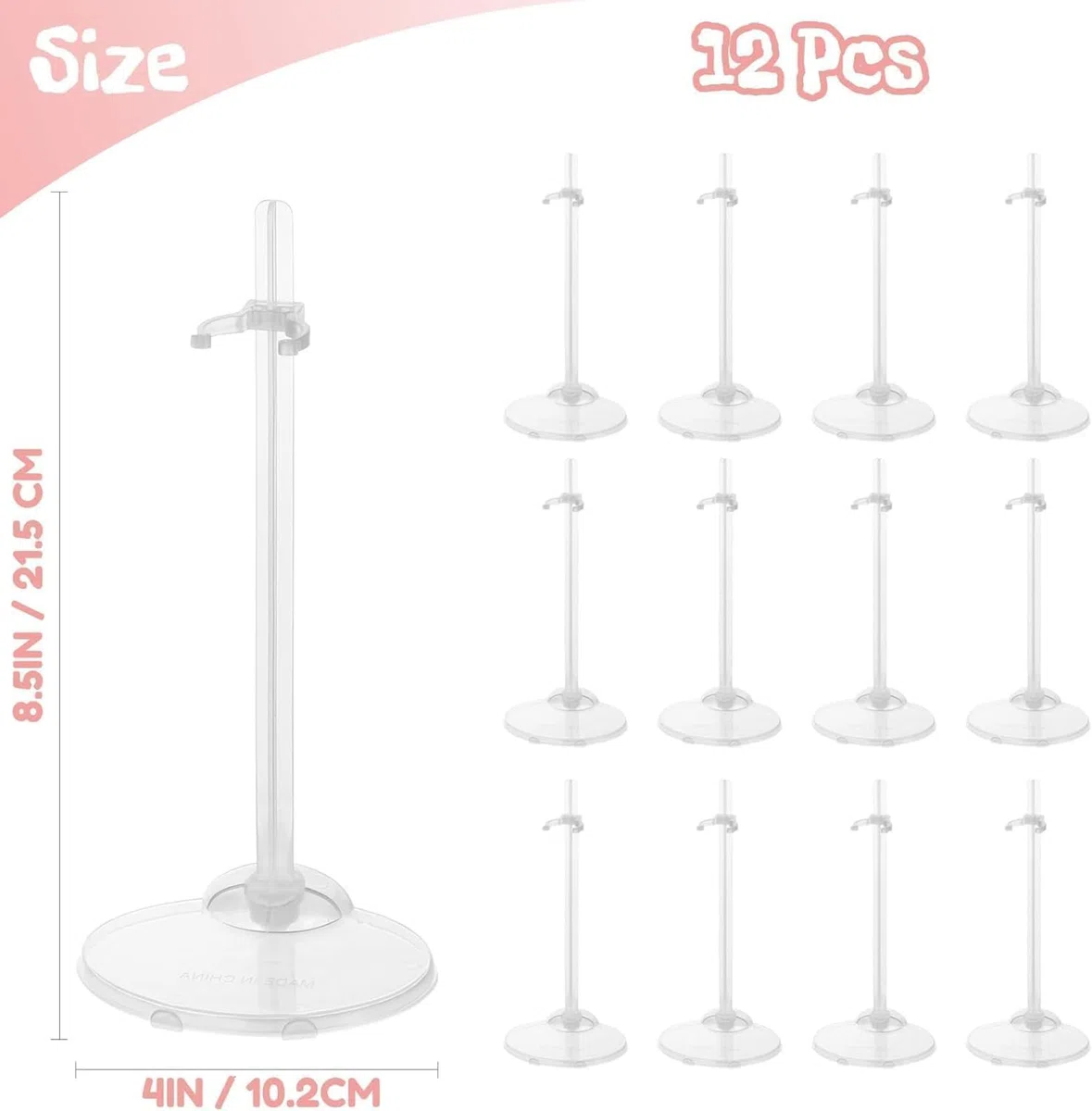 Artibetter 12Er Set Verstellbare Puppenständer Transparent Kunststoff Doll Stand Rack Für Puppen Taillenhalterung Display Zubehör Für Kinder Puppenspiele