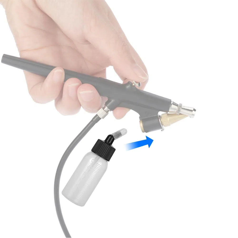 10x30ml Airbrush-Glasflaschen Set,Transparente Leerflaschen aus PP | Farbbehälter für Airbrus Pistolen mit Metallanschluss Zubehör für Modellbau und Lackierung