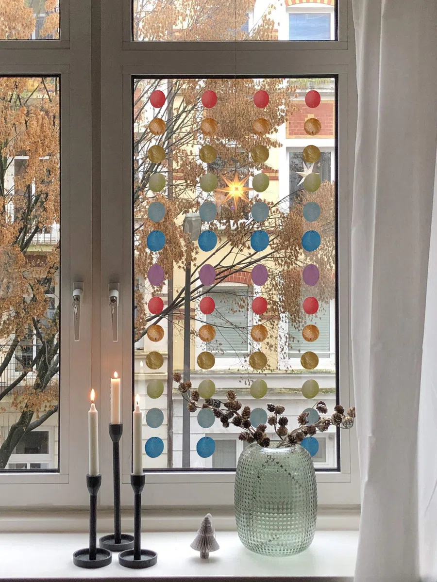 ART-CRAFT 4X Perlmutt Girlande Capiz als hänge Deko für Fenster oder deko Wohnzimmer Aber auch als Garten Dekoration Länge 100cm