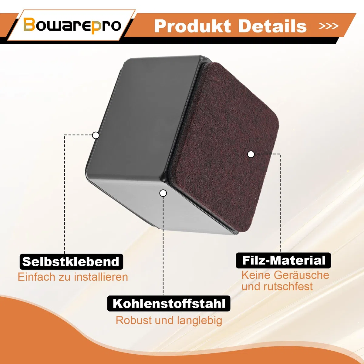 4 Stück Karbonstahl Möbelerhöhung 5 cm Hoch, Selbstklebende Möbelerhöhung, 60x52mm, Möbelfüße zum Kleben, Möbelerhöher für Sofa Tisch Schrank Bett Schreibtisch Erhöhung (Schwarz/Quadrat)