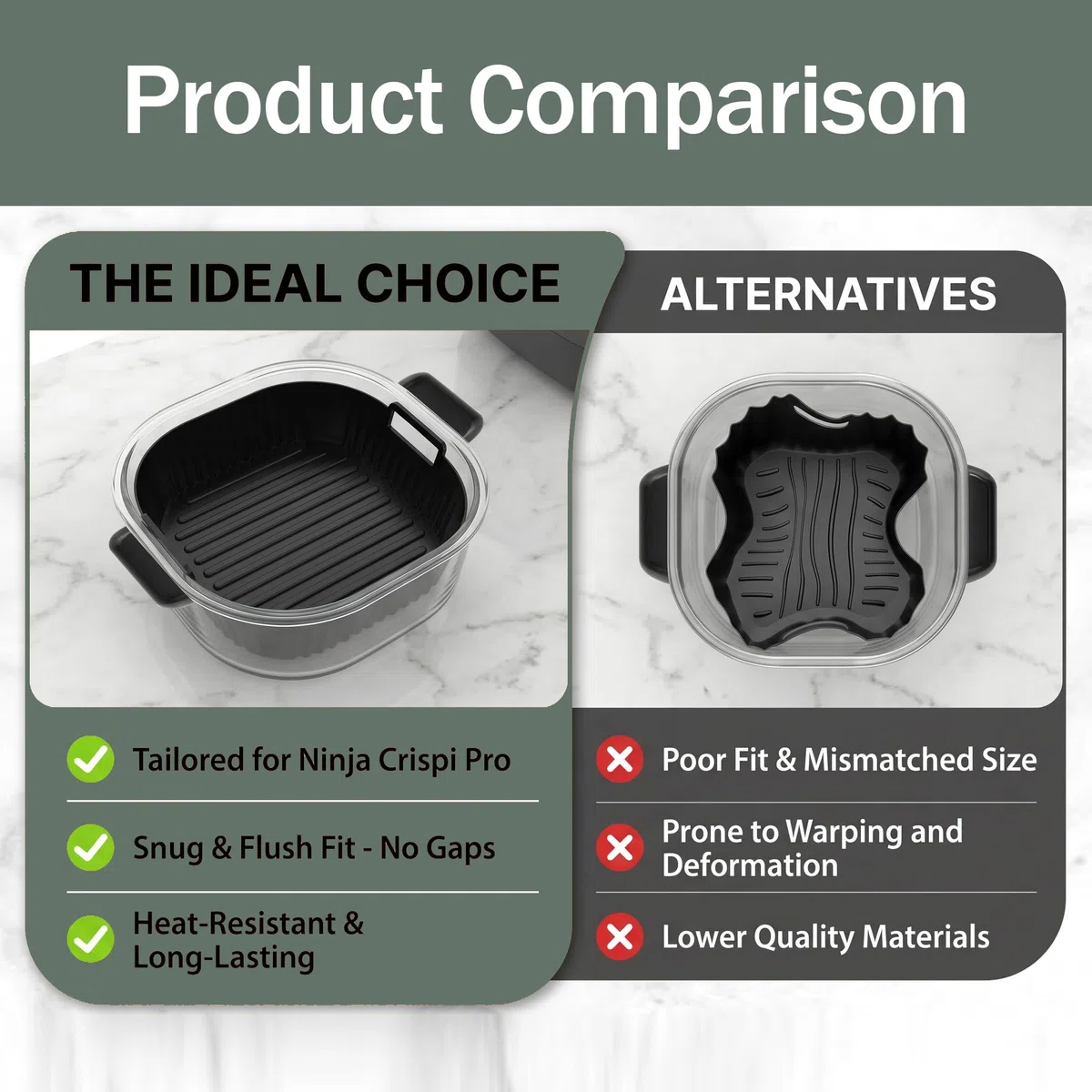 Silikonform+ Spritzschutz Airfryer Zubehör für Ninja Crispi Pro AS101EU | Heißluftfritteuse Zubehör BPA-Frei Airfryer Silikonform+ Edelstahl Spritzschutz für Ninja Crispi Pro XL Zubehör
