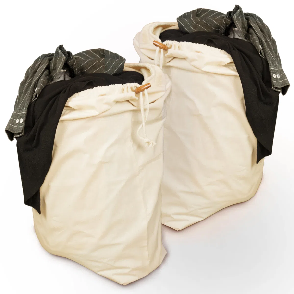 Wäschesack, 2er Set 50 x 70 cm - Strapazierfähige 45l Wäschebeutel Reise, 100% Baumwolle [Öko-Tex zertifiziert], Wäschesäcke, Stoffbeutel Groß, Laundry Bag, Schmutzwäschebeutel Reise