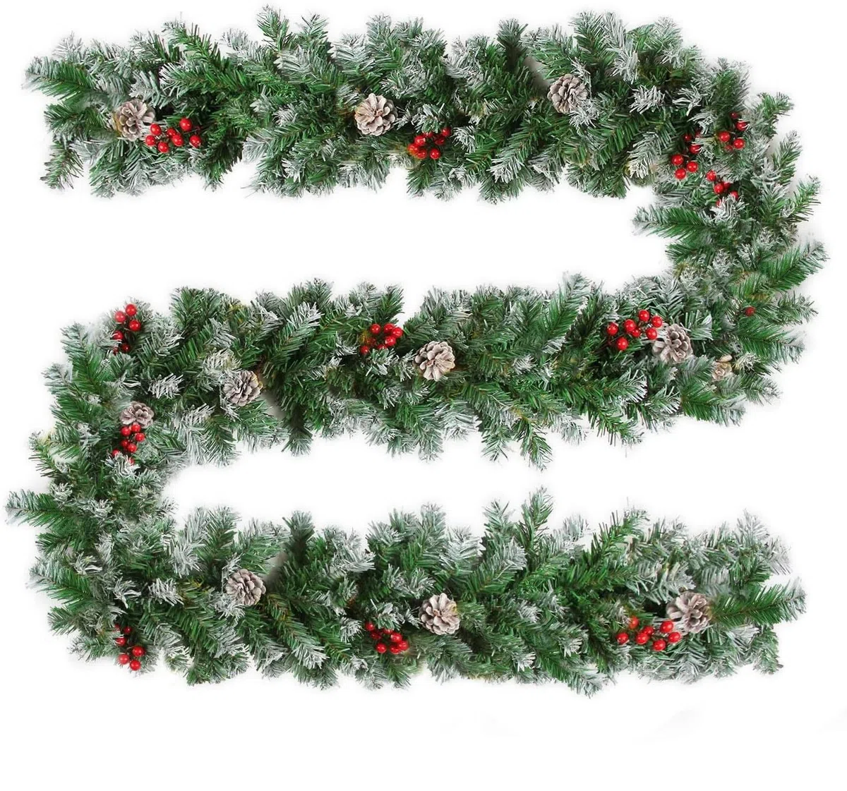 Weihnachtsgirlande Girlande Weihnachten 180cm Weihnachtsdekoration Kunstpflanze Rattan-Kugeln für Weihnachtsbaum, Kamine, Treppen, Türen, Weihnachtsbaum, Garten, Hof, Dekoration