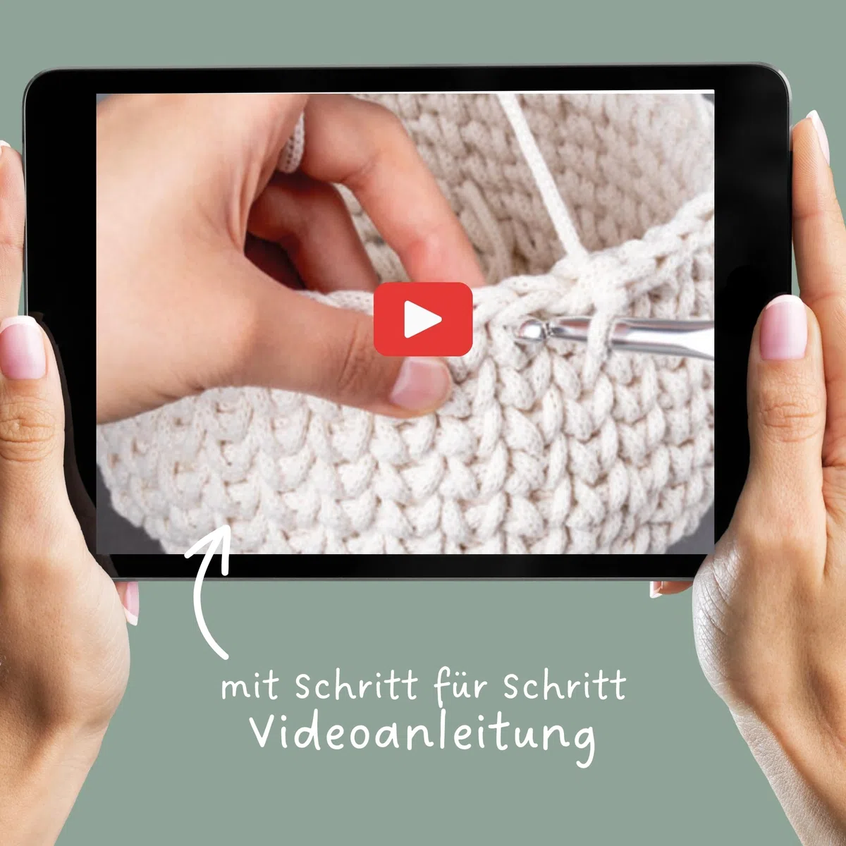 LIDAM 2 Körbe häkeln aus Baumwollgarn| Häkelset für Anfänger +Videoanleitung | Baumwollstrickschlauch, Häkelnadel, Lederettiketten, einfaches Häkeln für Anfänger (grün)