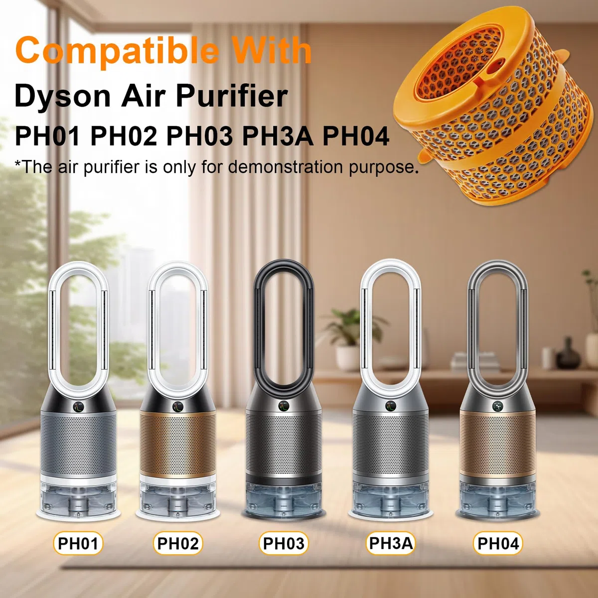 Dyson Filter für Dyson Luftreiniger Humidify+Cool PH01 PH02 PH03 PH04 PH3A, Aktivkohle Ersatzfilter Kompatibel mit Dyson Purifier für gleichmäßige Luftbefeuchtung