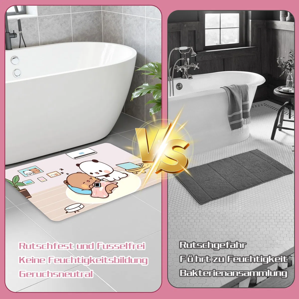 Niedlicher Bubu Dudu Badematte, Rutschfester Badezimmerteppich aus Kieselgur, Schnelltrocknende Vorleger Badteppich für Dusche, Badewannen & Badezimmer (Bunt, 40 x 60CM)