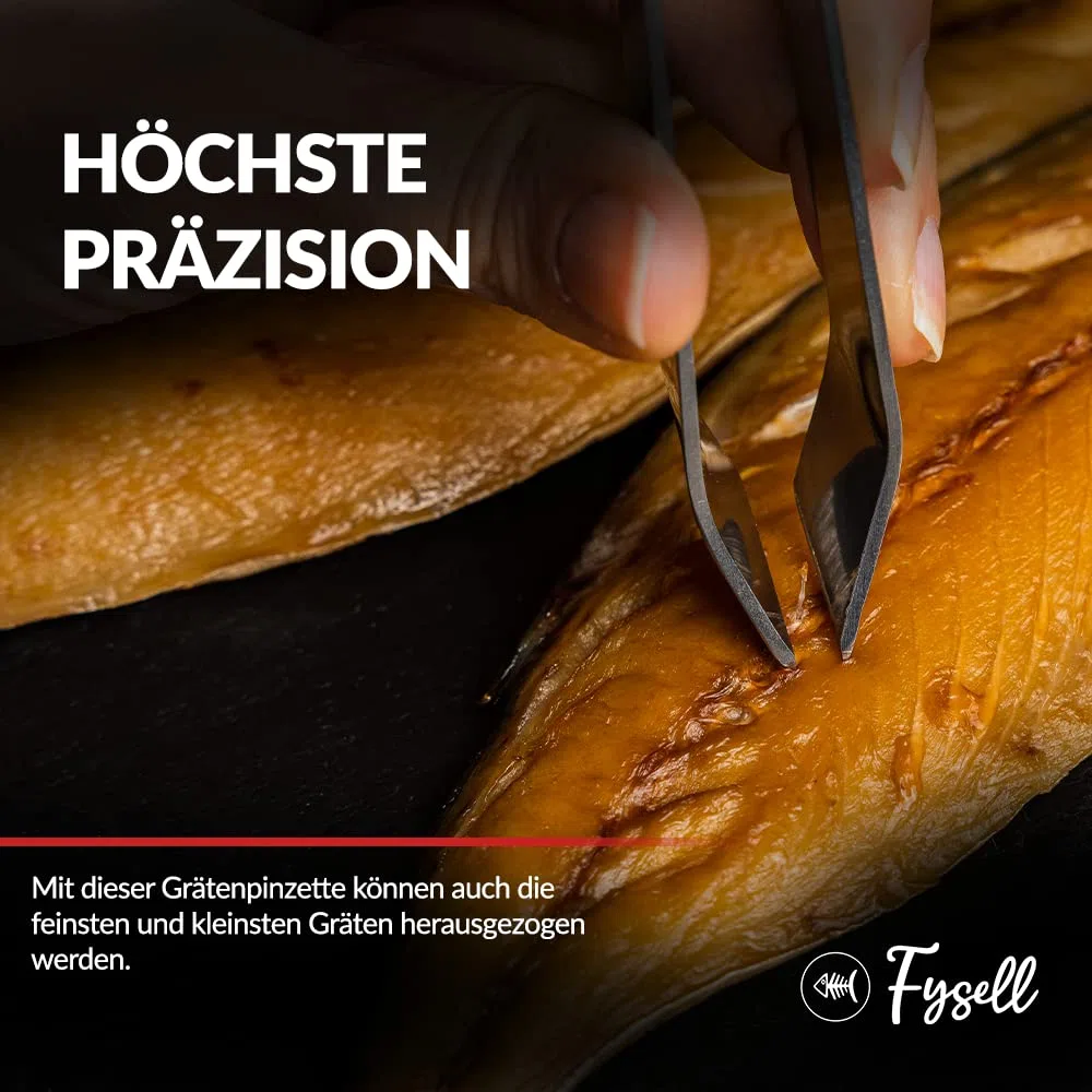 Grätenzangen 3er Set für Fisch aus gebürstetem Edelstahl – Grätenpinzette mit geradem Kopf – Fischpinzette zum präzisen Entfernen von Fischgräten – rostfrei & spülmaschinenfest