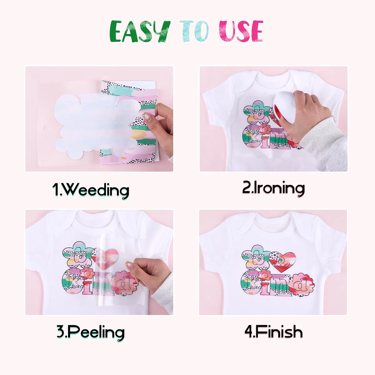 Tintnut Easter Rosa Plotterfolie Textil Ostern Iron on Folie Heat Transfer Vinyl 12 Stück 12"x10" Flexfolie Plotter Textil für Kleidung und Taschen,Kompatibel mit Allen Schneide Maschinen