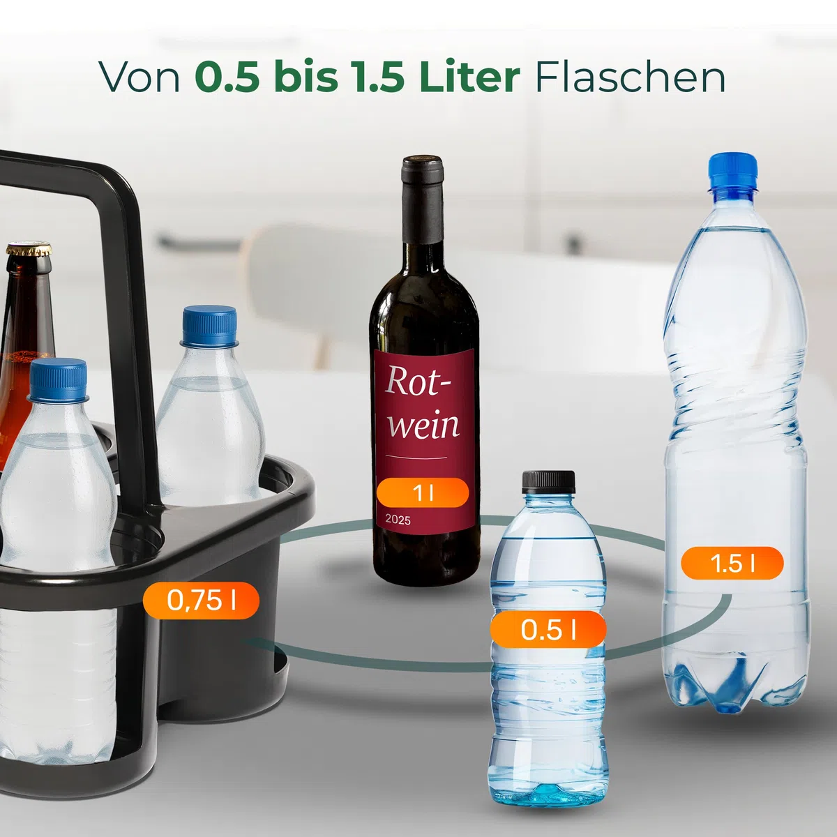 Novaliv 2X Flaschenträger für 12 Flaschen - Stabiler Halt - Getränkekorb Kunststoff, Stapelbar, 32x23x28cm Anthrazit - Ideal für Küche & Keller Getränkekorb Bierträger Getränketräger Flaschenbox