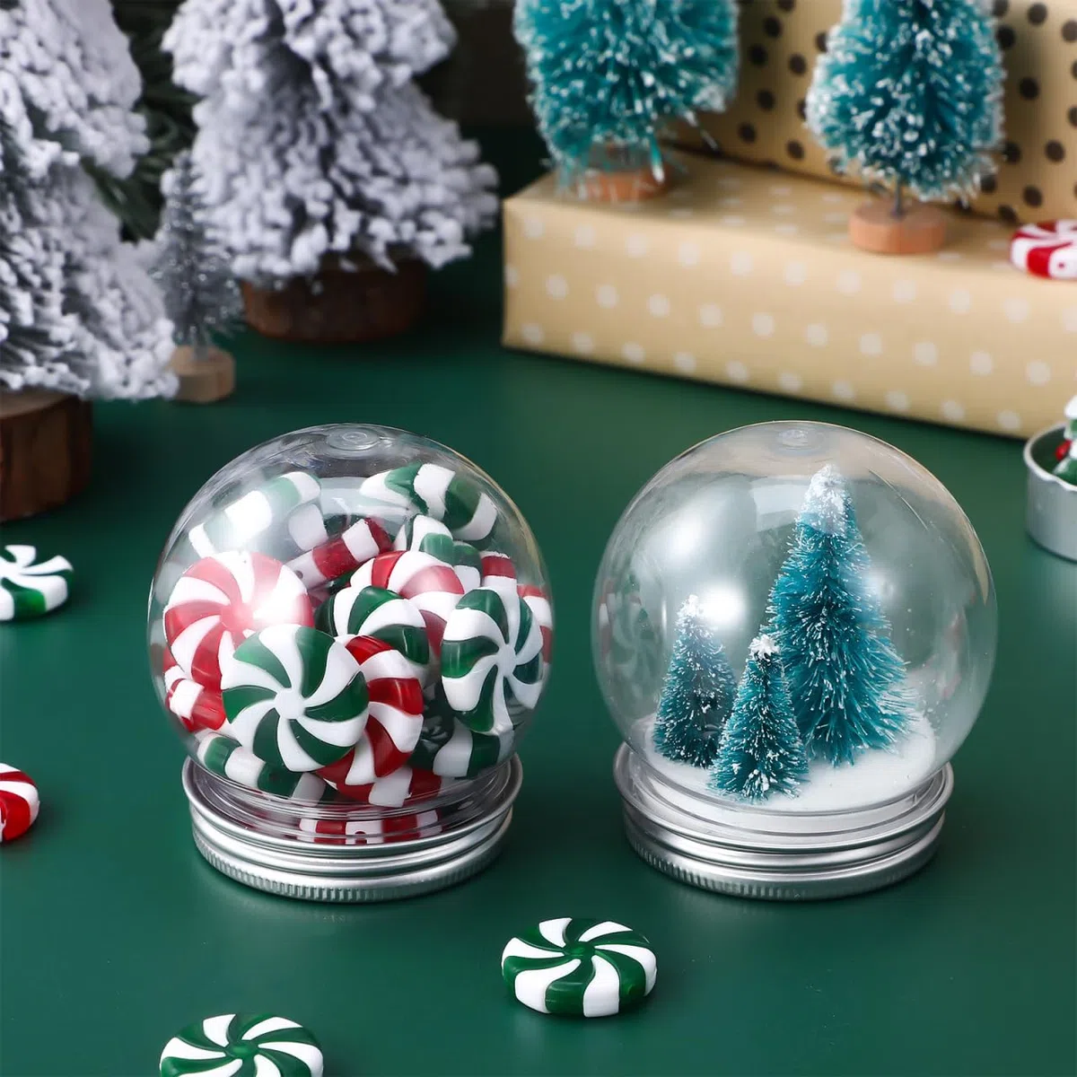 OUNONA 10stüCke Teiliges Leere Schneekugeln Kunststoff Wasserball Candy Flasche Mit Schraubverschluss Weihnachten DIY Bastelmaterial FüR Dekoration Geeignet FüR Verschiedene AnläSse