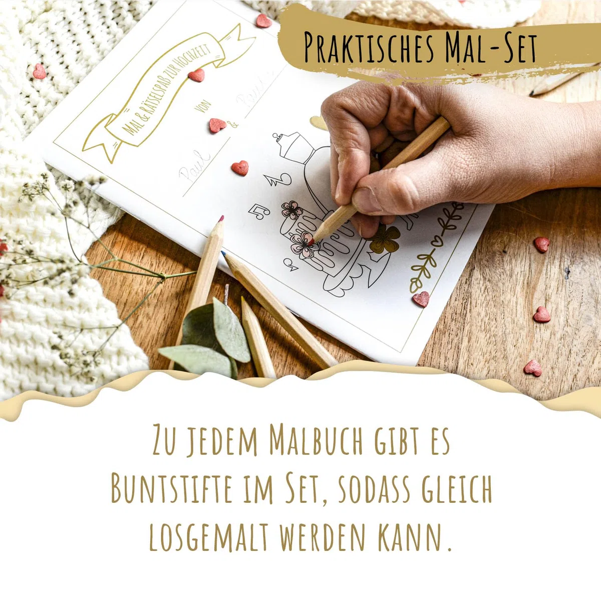 JEKA 10 Hochzeitsmalbuch für Kinder mit Stiften (10er Set), Hochzeit für Kinder, Kinderbeschäftigung Hochzeit, Gastgeschenk Hochzeit, Hochzeit Mitgesbel, Malbuch Hochzeit