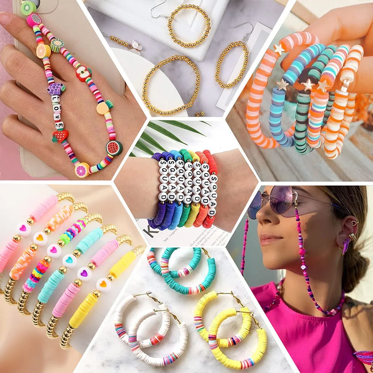 Perlen Zum Auffädeln,10000+Stück Clay Perlen Set Heishi Perlen Set Schmuck 6mm Polymer Clay Beads, Freundschaftsarmbänder Selber Machen Perlenset für Armbänder Erwachsene Mädchen Kinder