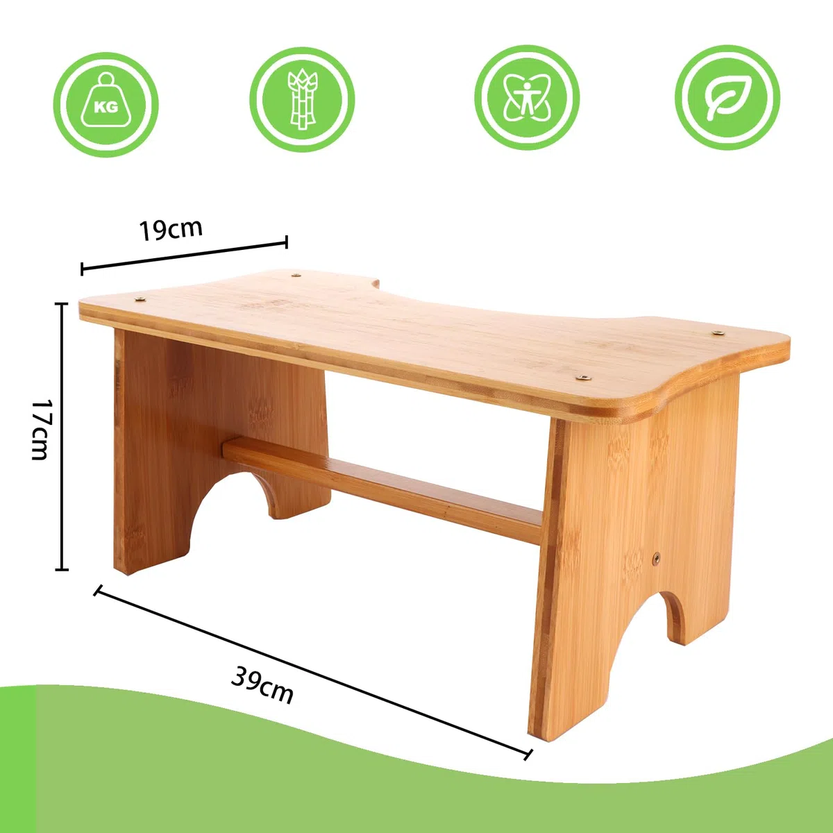 ASelected Toilettenhocker Kackhocker 30 x 19 x 17 cm Toilettenfußpedal aus Holz Squatty Potty Tragbarer Kurzer Hocker (Holzfarbe)
