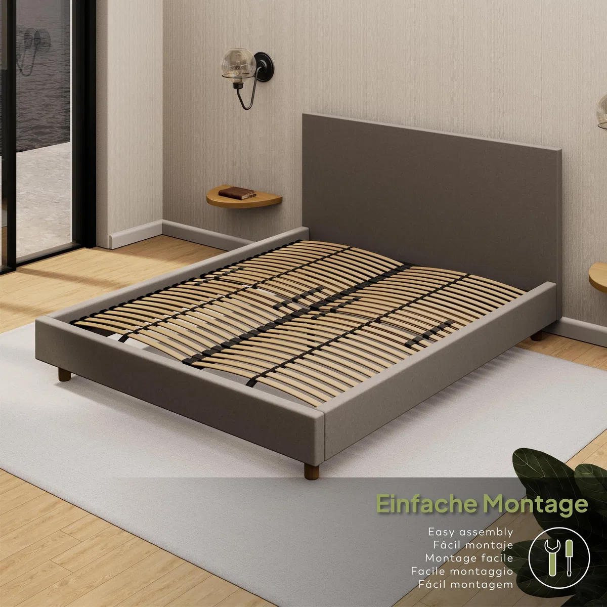 i-flair Grace Lattenrost 180x200 cm, extra stabil, Metallrahmen, 56 Schichtholz-Federleisten, 12-Fach Härtegradverstellung, Mittelgurt & Mittelzone, hohe Belastbarkeit bis 300 kg – EN 1725 geprüft