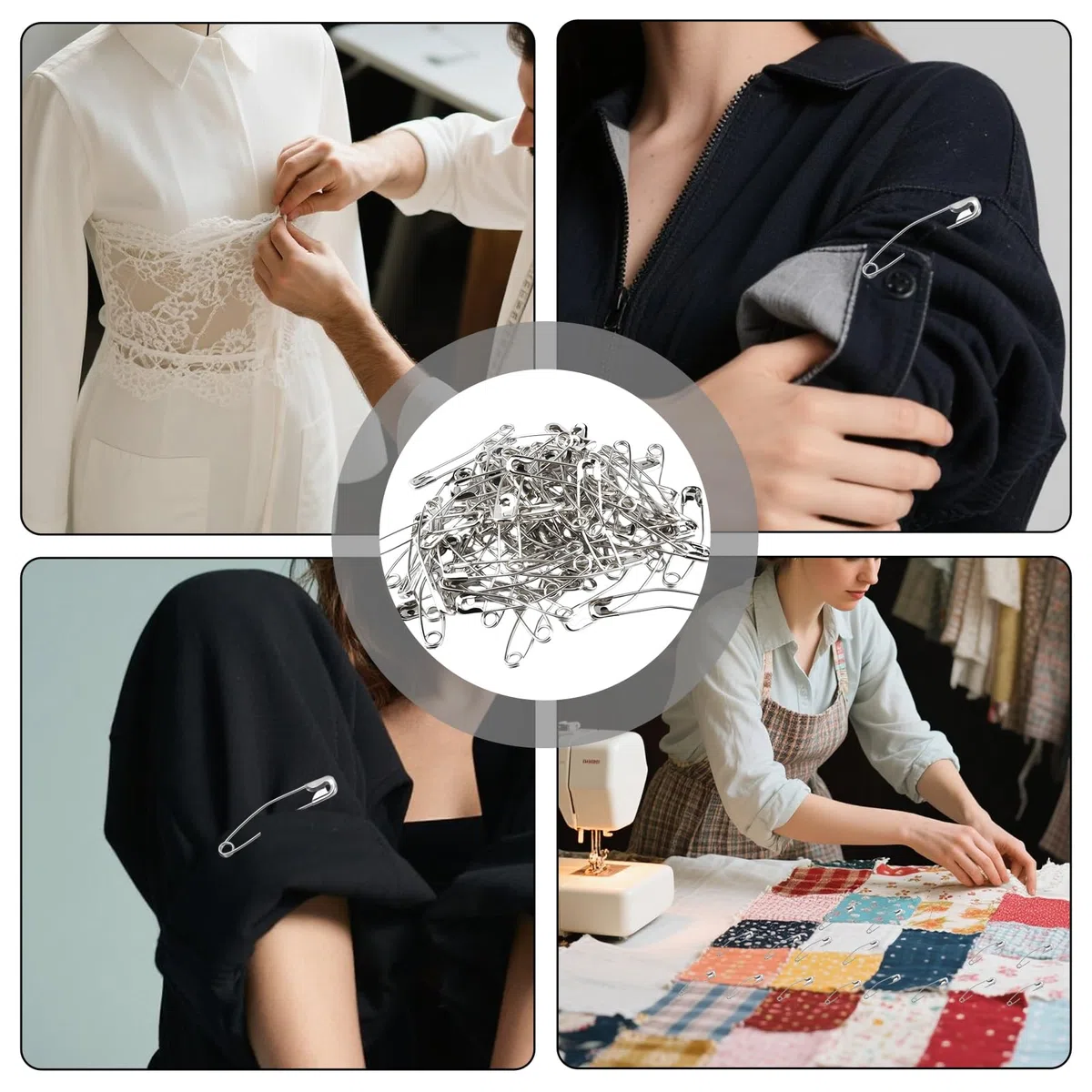200 Stück Sicherheitsnadeln für Quilten, gebogene Sicherheitsnadeln zum Quilten, verschiedene Größen, für Kleidung, Nähen, Kunst- und Bastelbedarf