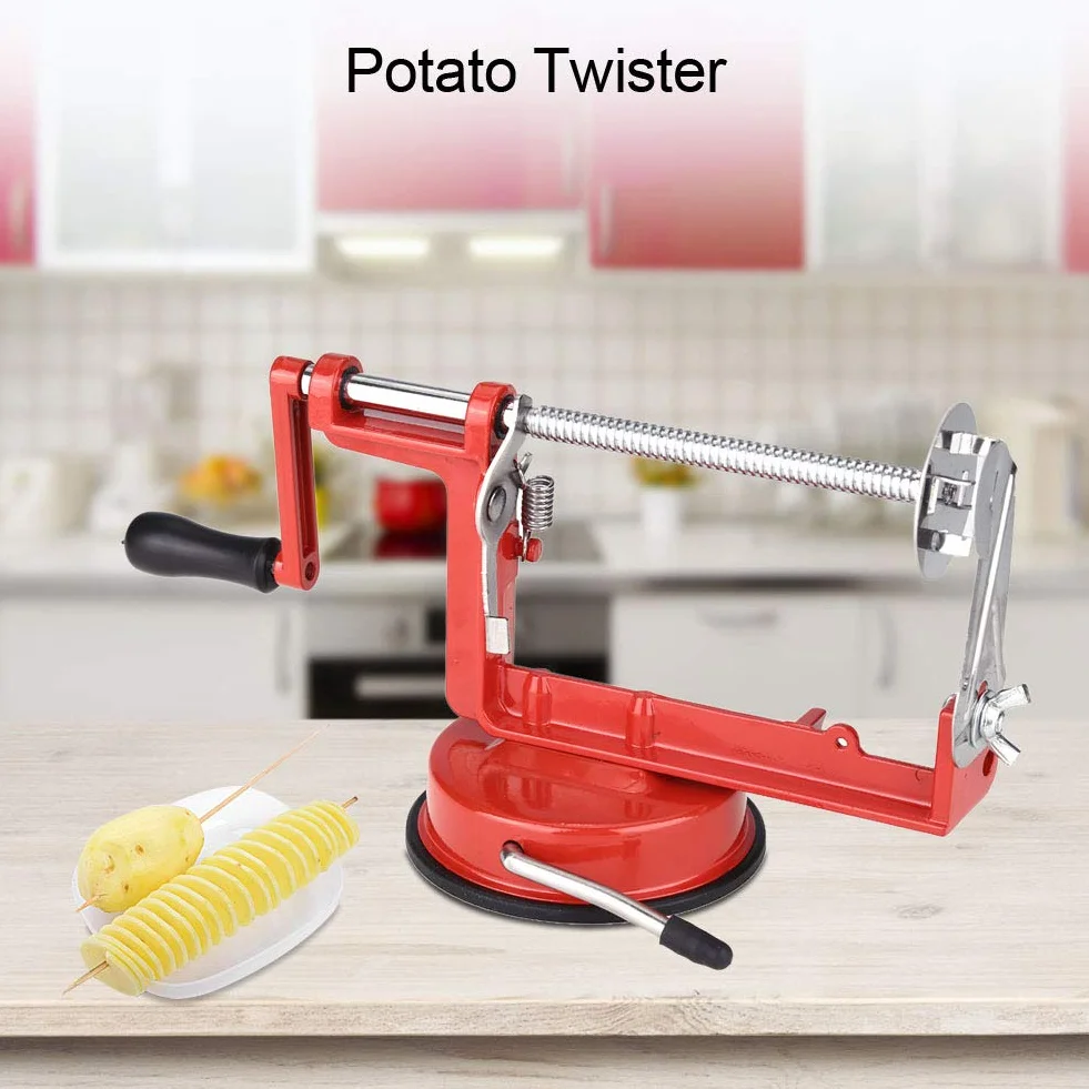 Wakects Potato Twister,Manuelle Spirale Kartoffel,Potato Twister Edelstahl Manuelle Spiralschneider Kartoffelschneider Cutter Saugbasis Küchenwerkzeug