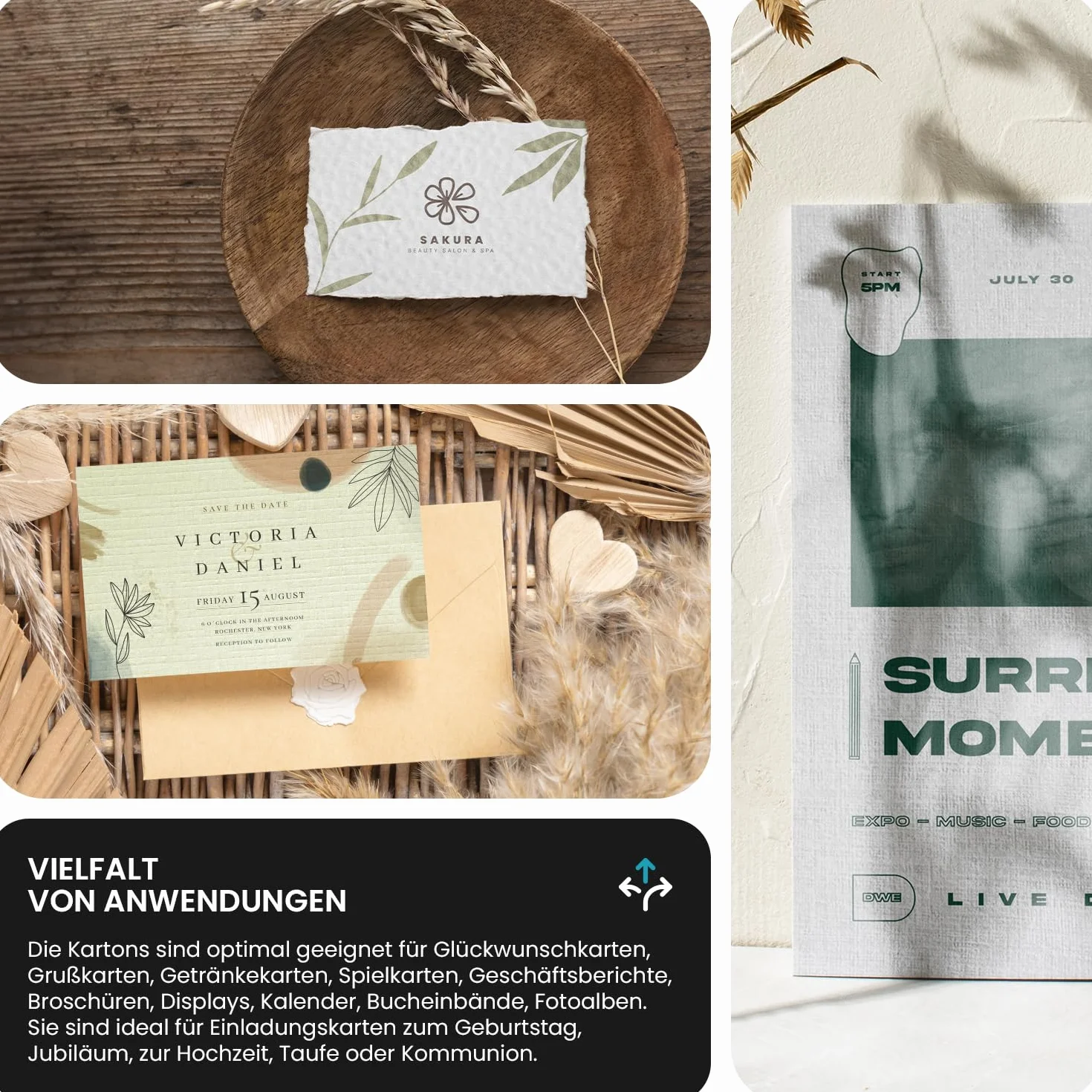 Netuno 100x Strukturpapier Leinen Creme DIN A4 21 x 29,7 cm 185g Elfenbeinkarton Chamois Strukturpapier bedruckbar Bastelkarton Leinen-Optik für Visitenkarten Basteln Einladungskarten Diplome