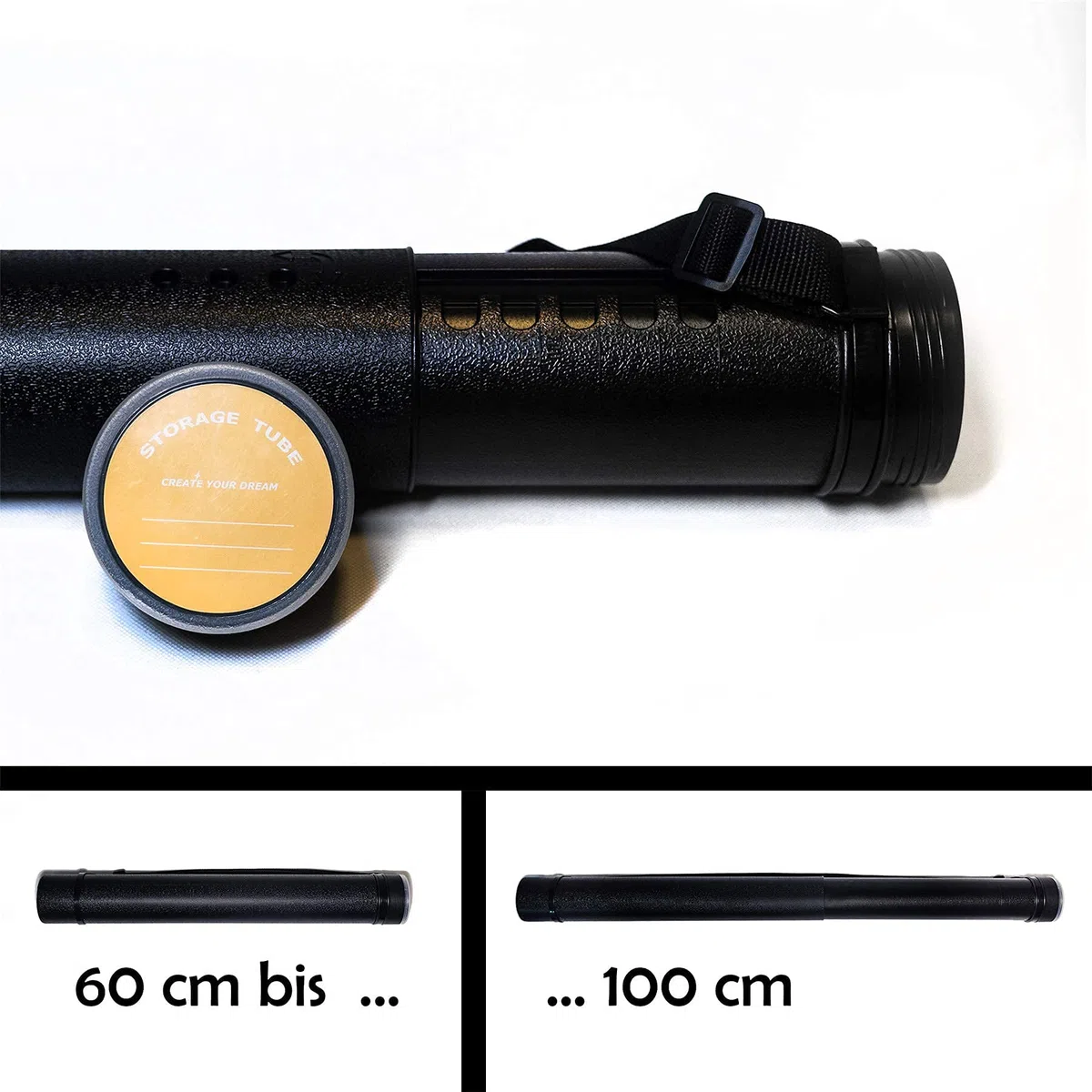 Wandervogel Posterrolle A0 Zeichenrolle Transport Bilderrolle Zeichenrollenköcher Köcher und 4 Permanentmarker gratis Ø 8,8 cm Höhe 62-102 cm 6 Farbe (Schwarz)