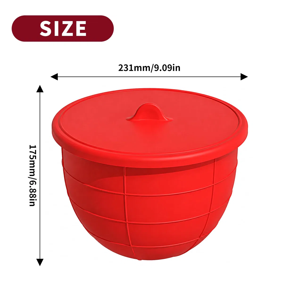 2er Set Silikoneinsatz mit Deckel – Kompatibel mit KitchenAid Schüssel 4,8 L (5 Qt) – Dick + Antirutsch-Rippen, Eigenständig stehend, Innen-Skalierung, Rührschüssel-Einlag