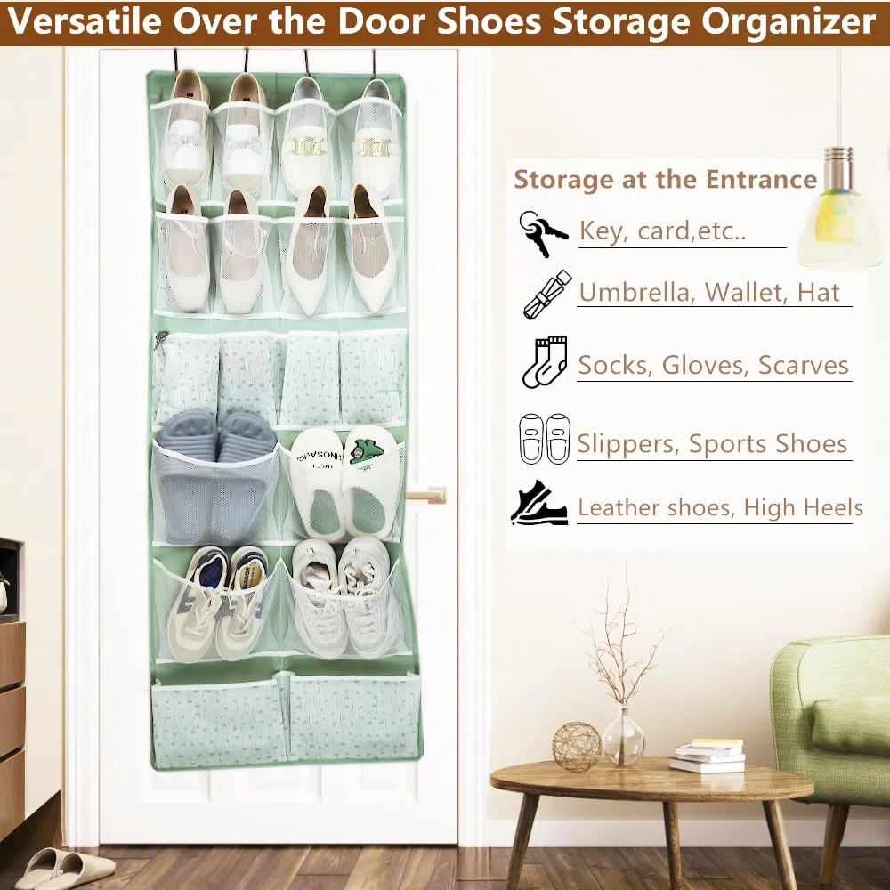 2 Stück-über der Tür Organizer mit 2 Größen von Aufbewahrungstaschen,Platzersparnis Hinter Tür Hängeorganizer für Schuhe,Socken,Unterwäsche,Hüt,Handtasche,Türregal hängt im Bad,Schlafzimmer,Schlafsaal