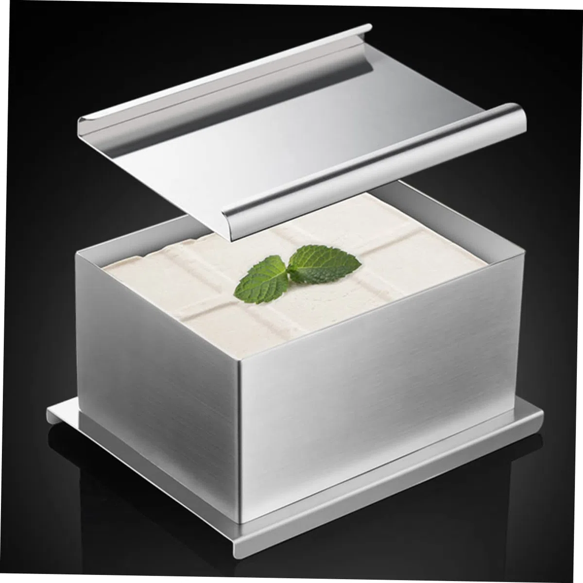 Tofu Presswerkzeug aus Edelstahl 304 Praktische Tofu Kasten zum Selbermachen von Bohnenquark Spülmaschinenfest Silberfarben Geeignet für Küchengebrauch zu Hause