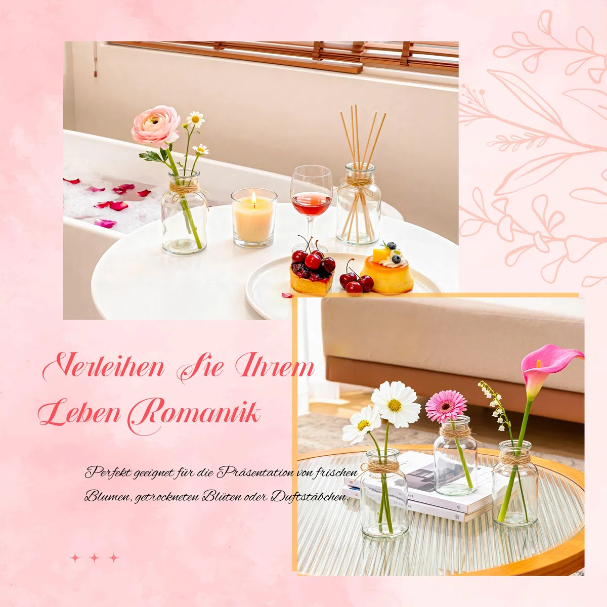 BTSD-home 12 Stück Blumenvase Kleine Vasen für Tischdeko 125ml Glasvase Ideal für Hochzeitsdeko Party Home Deko
