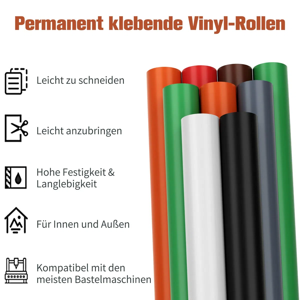 Vinylfolie Plotter Matte Kaffee Selbstklebende Folie, 12" x 15ft Vinyl Plotterfolie Rollen Selbstklebende Folie für Cricut und Anderen Bastelschneidern DIY Dekorfolie (Kaffee)