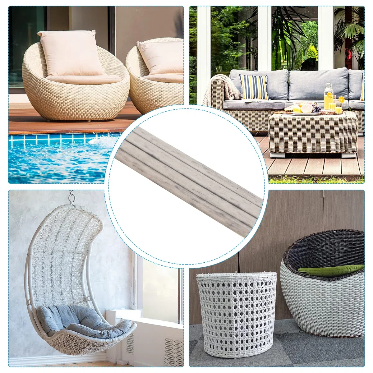 PATIKIL Korbwaren Reparatur Kit 30m/98ft PE Rattan Ersatz Reparatur DIY Set für Korbweide Befestigung Möbel Terrasse Möbel Reparatur Helles Gelb