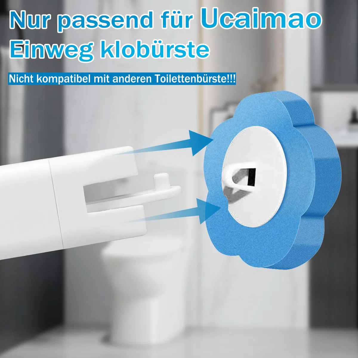 Einweg Toilettenbürste，2er Set verlängertem Griff und Halter-Set WC-Bürsten，Klobürste mit 48 Stück Reiniger Nachfüllungen für Badezimmerreinigung，Waschbecken，Badewanne - Blau(Ocean Fresh Duft)