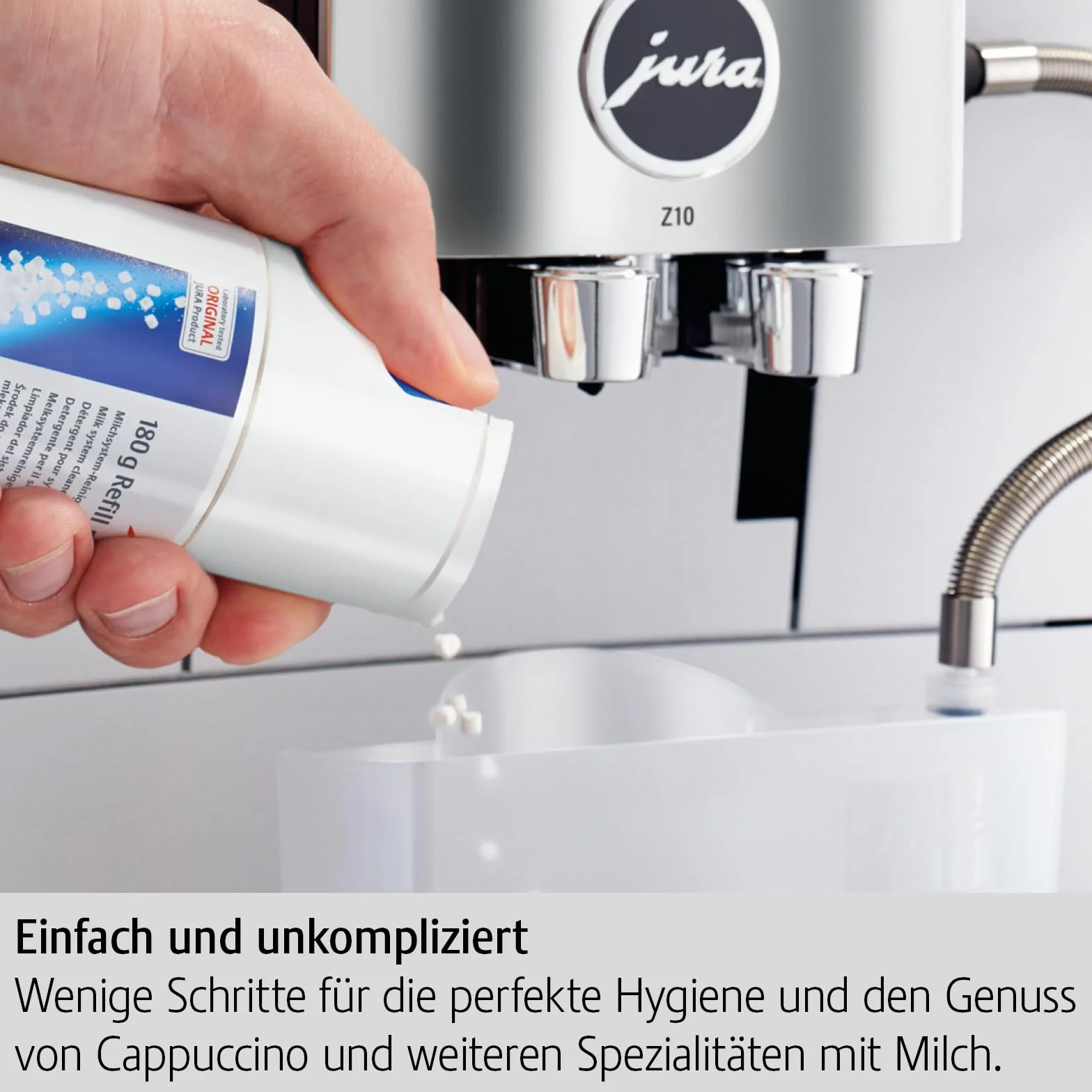JURA original - Mini-Tabs zur Milchsystem-Reinigung für 60 Reinigungen - TÜV-zertifizierte Hygiene - 180 g Nachfüllflasche - 24212