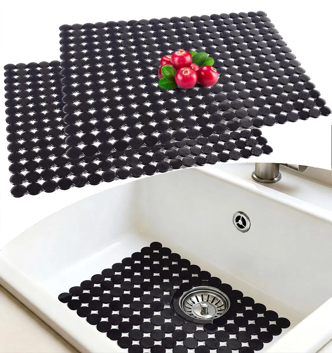 2er-Set Schutzmatte für Küche, 30 x 40 cm Rutschfeste Spülbeckenmatte Zuschneidbare Abtropfmatte Geschirr, PVC Spülbeckenmatte, Edelstahl Keramische Spülbecken Schutzmatte, Gegen Kratzer im Spülbecke