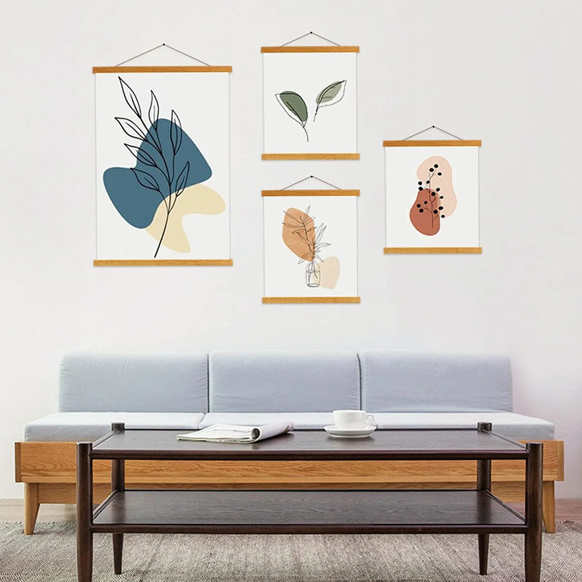 A1 Posterleiste Posterschiene Posterleisten 61CM, Magnet Magnetische Holz Poster Aufhänger Halter Rahmen Leisten Bilder Bild Bilderleiste Bilderrahmen 60x90 61x91.5 60x40 (61cm, Teak)