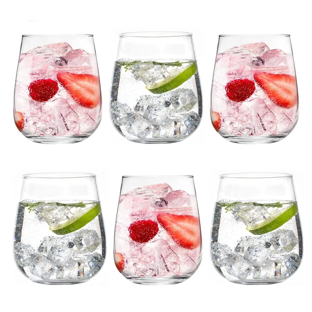 Set mit 6 Gläsern für Wasser und alkoholische Getränke, Glatte und transparente Glasgläser von 360 ml, Spülmaschinengeeignet