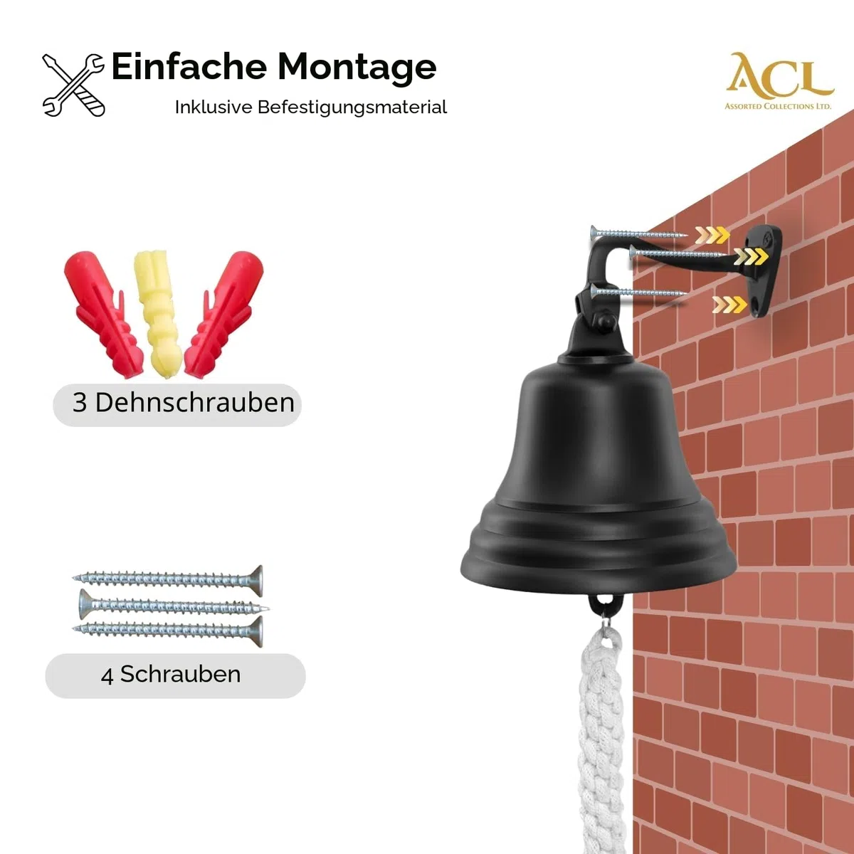 Assorted Collections Barzubehör für Zuhause, Kneipen-Handglocke – Wandmontierte Barglocke, nautische Dekorationen – Schwarze Glocke mit lautem Klang, ideal für Weihnachten, Empfänge, Kneipen 4"