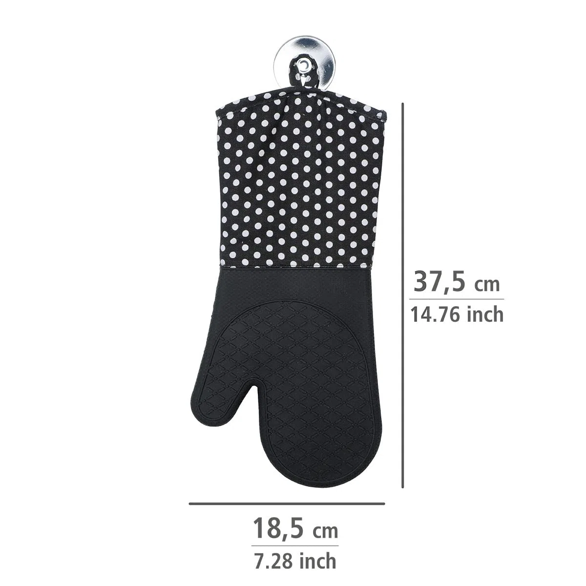 WENKO Topfhandschuhe mit Handflächen aus Silikon, 1 Paar, praktischer Küchenhelfer, auch als Grillhandschuh verwendbar, hitzebeständig, 18,5 x 37,5 cm, Schwarz