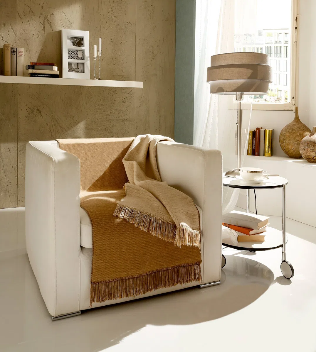 Bocasa Biederlack Salt & Pepper“-Überwurf aus Baumwolle, Salt & Pepper Beige, 50x200 cm