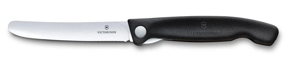 Victorinox Swiss Classic Faltbares Picknick-Messer für Wanderungen, Obst, Gemüse, Brötchen, Wurst, mit gerader Klinge, Extra Scharf, Schwarz